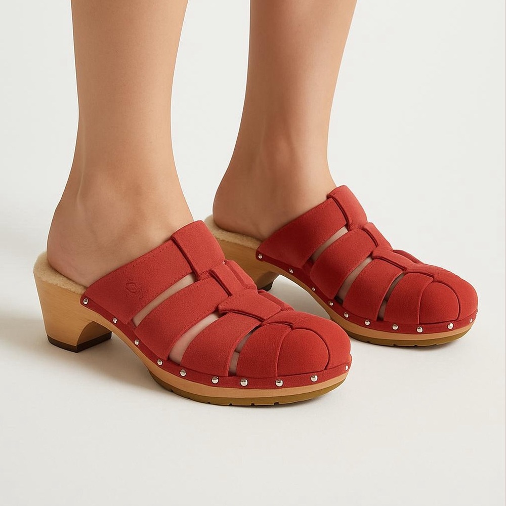 UGG Women's Coral Suede Clogs with Shearling